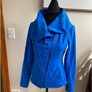 Lucy royal blue zip cowl neck yoga jacket